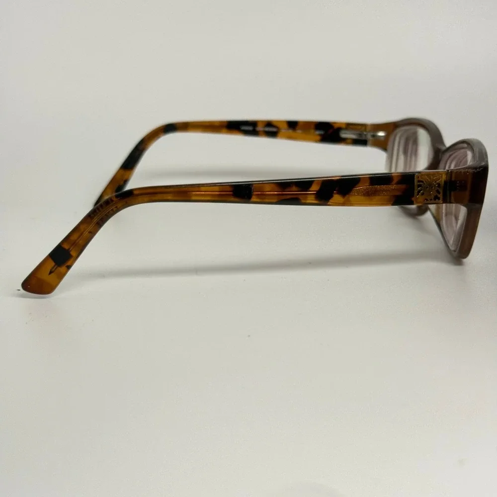Anne Klein AK5030 Mocha Eyeglasses Tortoise Rectangle Frames 54-15-135 Lion Logo